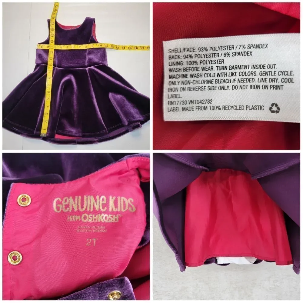 Girls Winter Fall Dress Bundle Formal Special Occasions Purple Velvet Black Cord